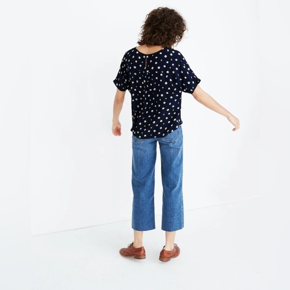 Madewell Rhyme Top in Daisy Dots Swingy V-Neck Relaxed Fit Small - Picture 2 of 9